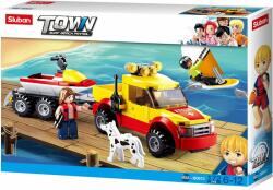 Sluban Town Surf Beach Patrol - Vizimentő terepjáró utánfutóval építőjáték készlet (M38-B0672)