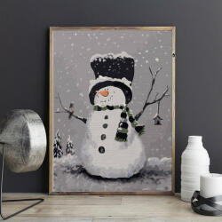 Pictorul Fericit Happy snowman - Pictură pe numere Panza pictura