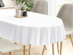 Goldea față de masă decorativă rongo deluxe - alb cu luciu satinat - ovală 140 x 200 cm Fata de masa