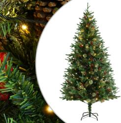 vidaXL Brad de Crăciun cu LED-uri & conuri de pin verde 195 cm PVC&PE (344289)