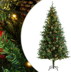vidaXL Brad de Crăciun cu LED-uri & conuri de pin verde 225 cm PVC&PE (344290)