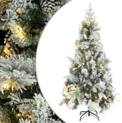 vidaXL Brad de Crăciun cu zăpadă & LED-uri & conuri, 225 cm, PVC & PE (344294)