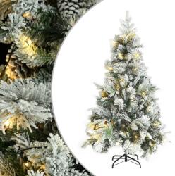 vidaXL Brad de Crăciun cu zăpadă & LED-uri & conuri, 195 cm, PVC & PE (344293)