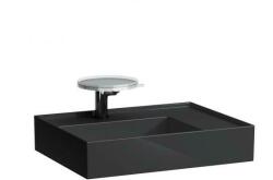 Laufen KARTELL BY LAUFEN Mosdó, polcfelület jobb oldalon, speciálisan fedett lefolyóval három csaplyukkal, túlfolyónyílás nélkül , Fényes fekete H8103340201581 (H8103340201581)