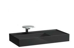 Laufen KARTELL BY LAUFEN Mosdó, polcfelület jobb oldalon, speciálisan fedett lefolyóval egy csaplyuk, egy nyílás jobb oldalon elektronikus vezérlő szelep részére, túlfolyónyílás nélkül , Fényes fekete H81033