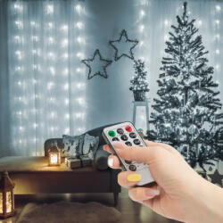  Karácsonyi Fényfüggöny - 100 db LED - Hidegfehér - 3 x 1 m - Távirányító (58904B)
