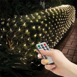 Karácsonyi Fényháló - 100 db melegfehér LED - 1, 5 x 1, 5 m - Távirányító (58908A)