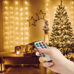 Karácsonyi Fényfüggöny - 100 db LED - Melegfehér - 3 x 1 m - Távirányító (58904A)