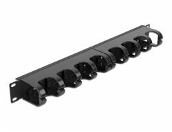 Delock 19 kábelrendező menetpanel 10 zárt kábel menettel, 1U fekete (66849)