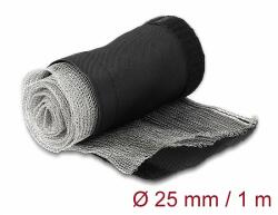 Delock Hőellenálló EMI Shielding fonott borítás tépőzáras rögzítővel, 1 m x 25 mm méretű, fekete (20842)