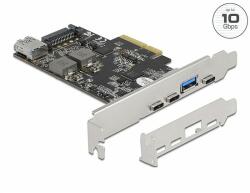 Delock PCI Express x4 Kártya - 3 x USB Type-C + 2 x A-típusú USB - SuperSpeed USB 10 Gbps - alacson (90060)