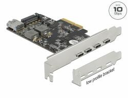 Delock PCI Express x4 Kártya - 4 x USB Type-C + 1 x A-típusú USB - SuperSpeed USB 10 Gbps - alacson (90059) - dellaprint