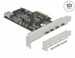 Delock PCI Express x4 Kártya - 4 x USB Type-C + 1 x A-típusú USB - SuperSpeed USB 10 Gbps - alacson (90059)