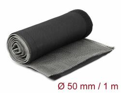 Delock Hőellenálló EMI Shielding fonott borítás tépőzáras rögzítővel, 1 m x 50 mm méretű, fekete (20844)