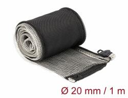 Delock Hőellenálló EMI Shielding fonott borítás zipzárral, 1 m x 20 mm méretű, fekete (20846)