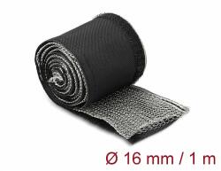 Delock Hőellenálló EMI Shielding fonott borítás tépőzáras rögzítővel, 1 m x 16 mm méretű, fekete (20840)