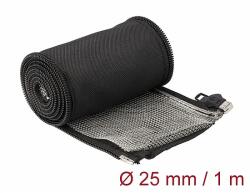 Delock Hőellenálló EMI Shielding fonott borítás zipzárral, 1 m x 25 mm méretű, fekete (20847)