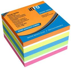 Info Notes Jegyzettömb öntapadó, 75x75mm, 450lap, Info Notes intenzív narancs, sárga, kék, zöld, pink (5654-53) - pencart