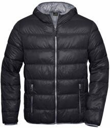 James & Nicholson Férfi könnyű pelyhes kabát JN1060 - Fekete / szürke | XXXL (1-JN1060-1701284)