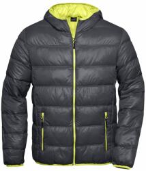 James & Nicholson Férfi könnyű pelyhes kabát JN1060 - Sötétszürke / sárgászöld | XL (1-JN1060-1701294)