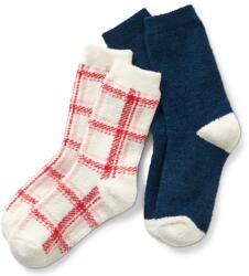 Tchibo 2 pár női puha zokni szettben, kockás/sötétkék 1x krém-piros-rózsaszín kockás, 1x sötétkék, krémszínű orrheggyel és sarokrésszel 39-42