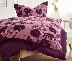 Tchibo Kétoldalas renforcé ágynemű, virágos, lila, kétszemélyes 1 rózsaszín oldal, lilaszínű nyomott mintával, 1 lila olal