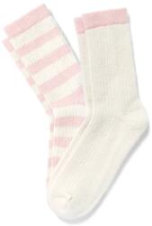 Tchibo 2 pár női zokni szettben, gyapjúval, krém/csíkos 1x krém-rózsaszín csíkos, 1x krém, rózsaszín szegéllyel 35-38