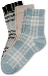 Tchibo 3 pár női zokni szettben, kockás, kék/bézs/szürke 1x melírozott szürke, színes kockás mintával, 1x melírozott bézs, 1x füstkék, színes kockás mintával 35-38