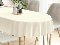 Goldea față de masă decorativă rongo deluxe - crem cu luciu satinat - ovală 120 x 180 cm Fata de masa