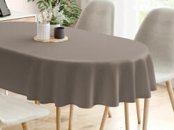 Goldea față de masă decorativă rongo deluxe - gri-maro cu luciu satinat - ovală 140 x 240 cm Fata de masa