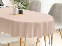 Goldea față de masă decorativă rongo deluxe - bej cu luciu satinat - ovală 120 x 180 cm Fata de masa