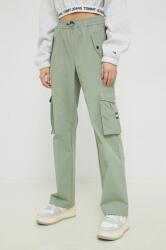 Tommy Jeans nadrág női, zöld, magas derekú cargo - zöld L/32