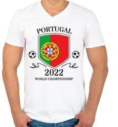 printfashion Portugal 2022 - Férfi V-nyakú póló - Fehér (10791015)