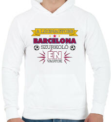printfashion Barcelona szurkoló - Férfi kapucnis pulóver - Fehér (10862745)
