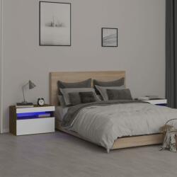 vidaXL Noptiere cu lumini LED, 2 buc. , stejar fumuriu, 60x35x40 cm (3152827)