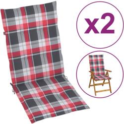 vidaXL Perne scaun spătar înalt 2 buc. roșu carouri 120x50x3 cm textil (314125)