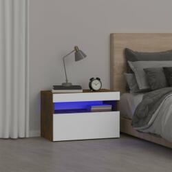 vidaXL Noptiere cu lumini LED, stejar fumuriu, 60x35x40 cm (3152826)