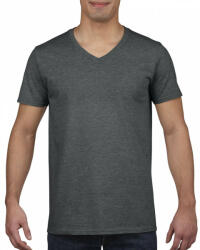 Gildan Férfi póló Gildan GI64V00 Softstyle Felnőtt v-nyakú póló -XL, Dark Heather