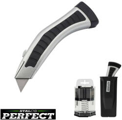 Stalco Perfect S-67451 profi trapézpengés kés, visszahúzható pengével (övtokkal + 50 db penge) (S-67451)