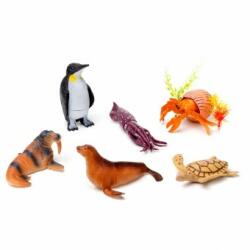 Set 6 figurine pentru copii, animale marine, pinguin, foca, caracatita, broasca testoasa, 10-15 cm, Multicolor (NBNGJ280)