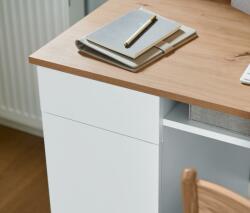 Tchibo Fiókos íróasztal, fehér/bükk Tölgyfa hatású asztallap Fehér korpusz Tölgyfahatású lábak