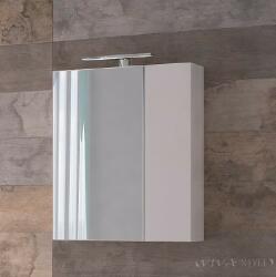Piramida AKVA Tükrös fürdőszobai szekrény - 2 ajtós kivitel - LED világítással - 60 x 69 x 13 cm (60R) - globalvivamarket