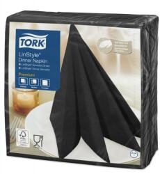 Tork Linstyle Dinner textilhatású szalvéta fekete, 50 db/cs