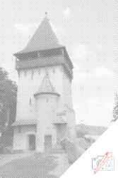  PontPöttyöző - Berethalmi erődtemplom, Románia Méret: 40x60cm, Keretezés: Keret nélkül (csak a vászon), Szín: Fekete