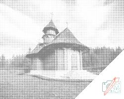 PontPöttyöző - Sihastria-kolostor, Románia 2 Méret: 40x50cm, Keretezés: Keret nélkül (csak a vászon), Szín: Zöld