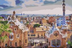 Festés számok szerint - Güell park, Barcelona Méret: 40x60cm, Keretezés: Keret nélkül (csak a vászon)