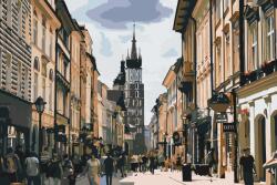  Festés számok szerint - Utca Krakkóban, Lengyelország Méret: 40x60cm, Keretezés: Keret nélkül (csak a vászon)