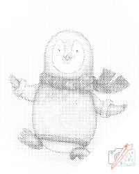  PontPöttyöző - Vidám pingvin Méret: 40x50cm, Keretezés: Keret nélkül (csak a vászon), Szín: Fekete