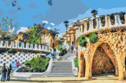 Festés számok szerint - Güell park, Barcelona 2 Méret: 40x60cm, Keretezés: Keret nélkül (csak a vászon)