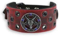 Leather & Steel Fashion Brăţară Baphomet - red - crystal blue - LSF1 59-b